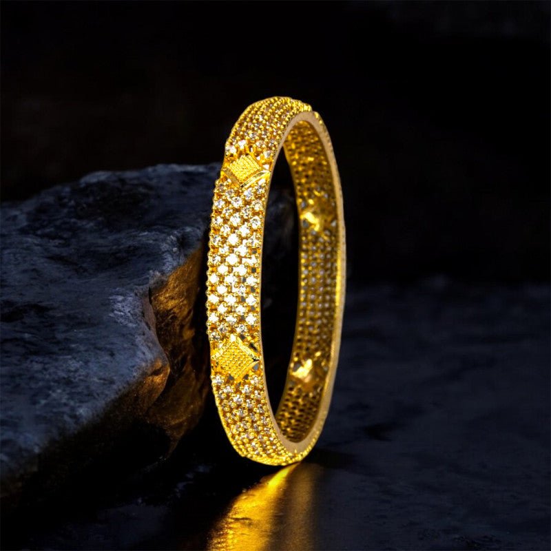 Beautiful Gold Plated Ruby CZ Stone Bangle - K Supreme