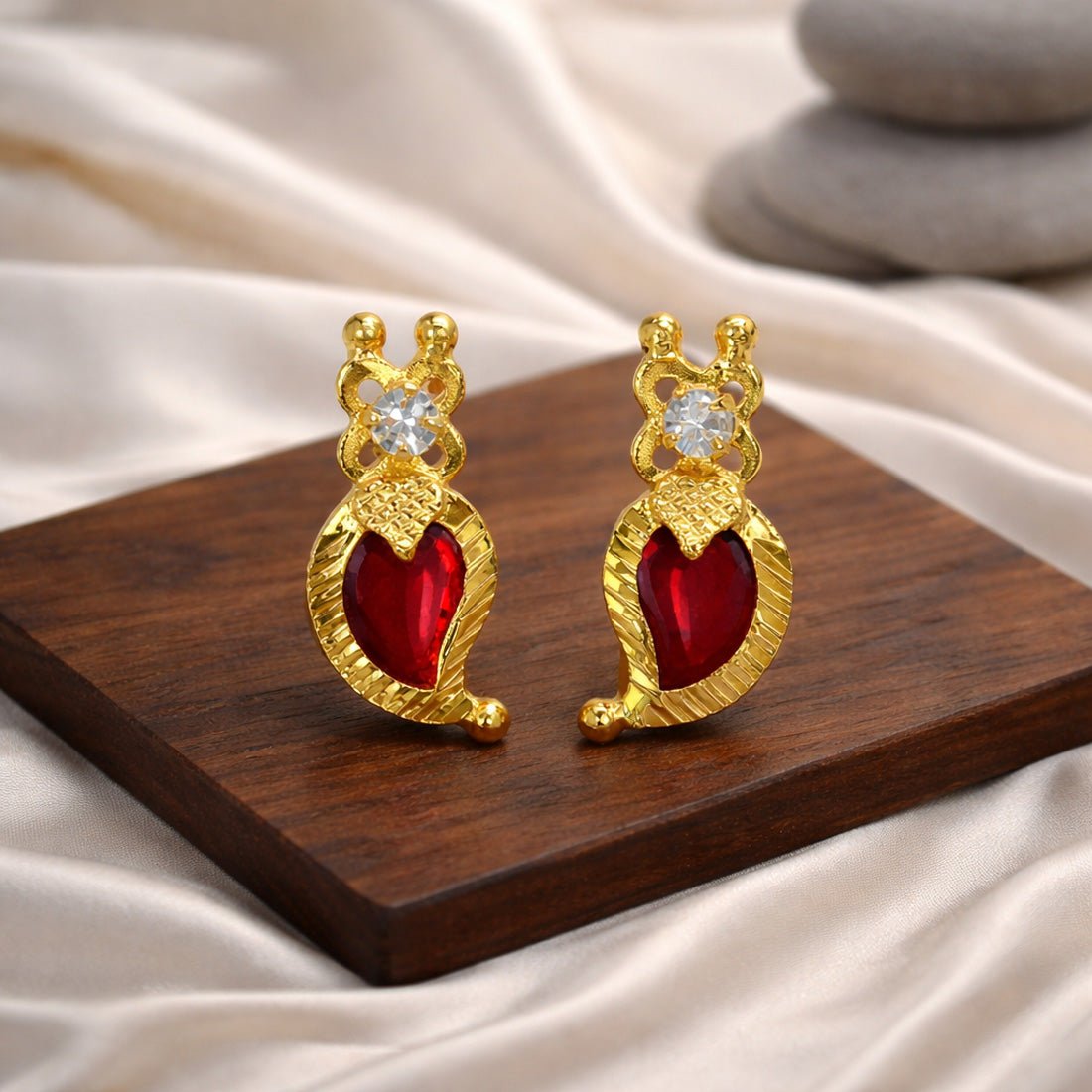 Beautiful Gold Plated Traditional Mango Ear Studs - K Supreme