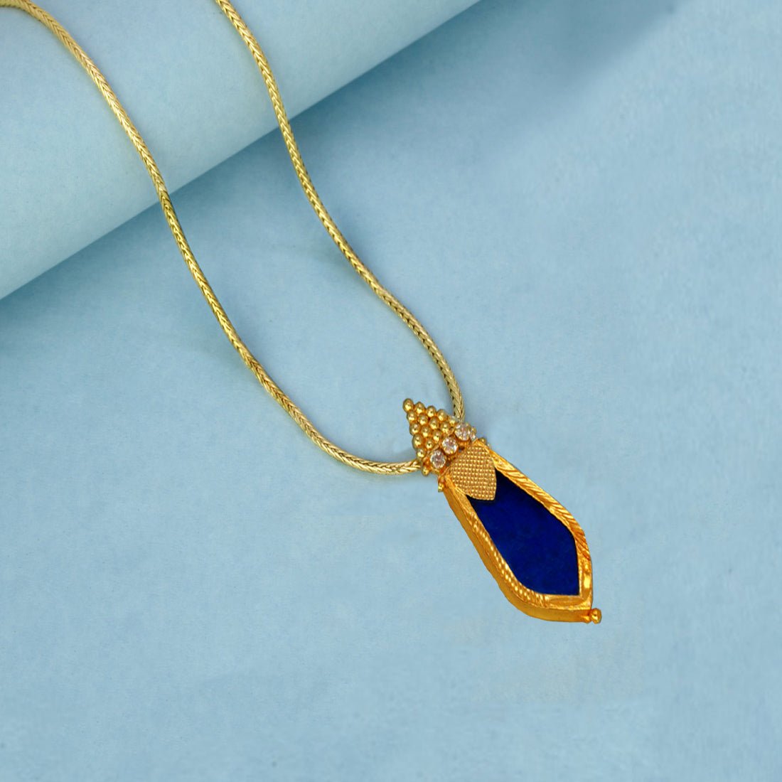 Big Gold Plated Blue Nagapadam Pendant - KSupreme