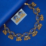 Blooming Matte Gold Plated Lotus Ghunghroo Necklace Set - KSupreme
