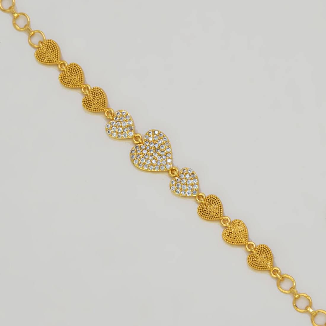 Charming Gold Plated CZ Stone Heart Bracelet - K Supreme