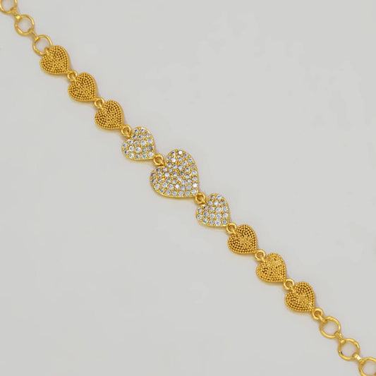 Charming Gold Plated CZ Stone Heart Bracelet - K Supreme