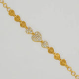 Charming Gold Plated CZ Stone Heart Bracelet - K Supreme