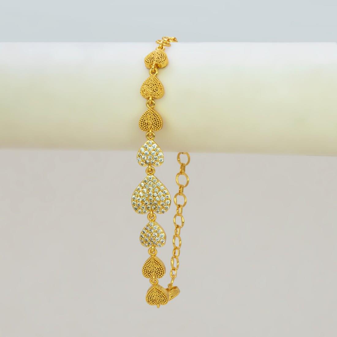 Charming Gold Plated CZ Stone Heart Bracelet - K Supreme