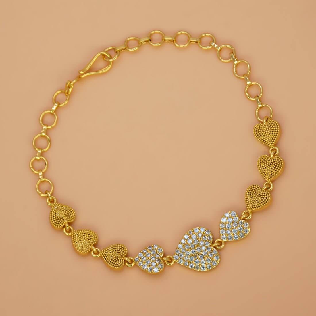 Charming Gold Plated CZ Stone Heart Bracelet - K Supreme