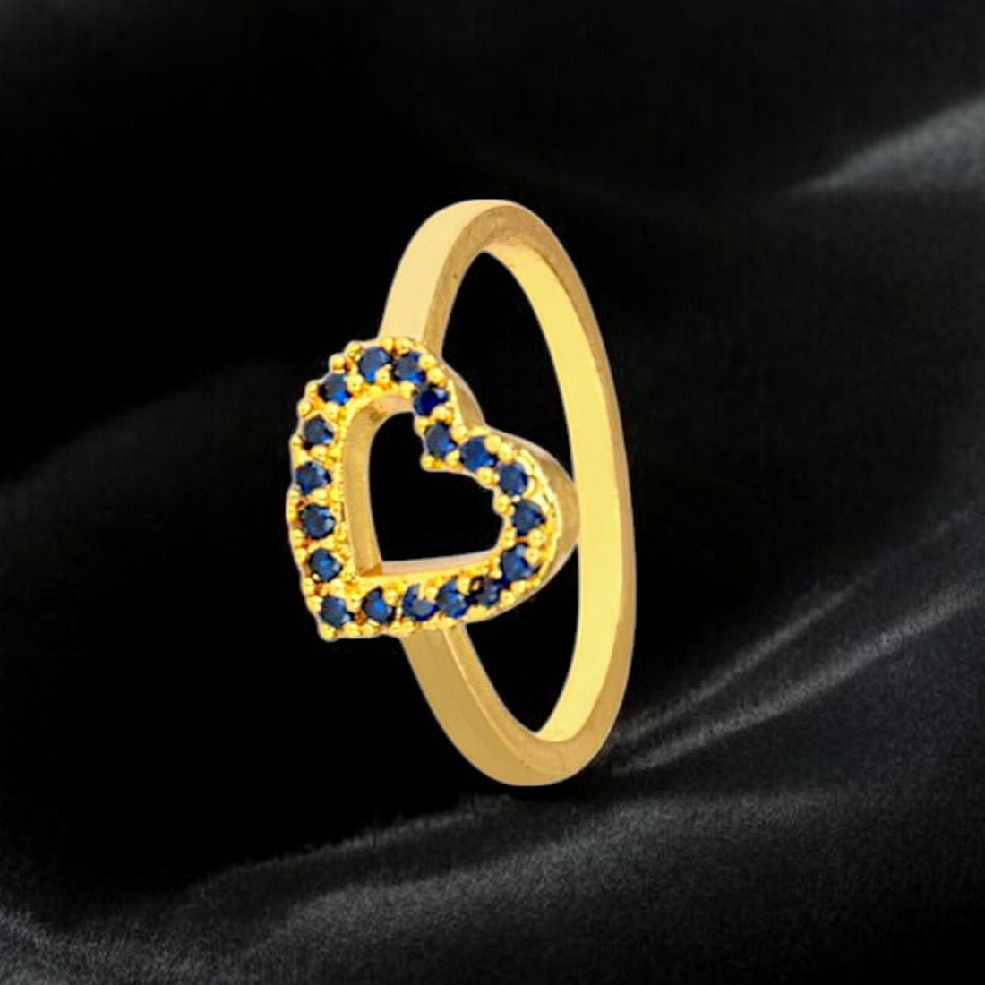 Charming Gold Plated Stone Ladies Heart Finger Ring - KSupreme
