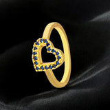 Charming Gold Plated Stone Ladies Heart Finger Ring - KSupreme