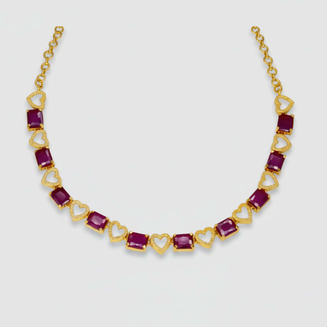Charming Premium Fashion Square Ruby Heart Necklace