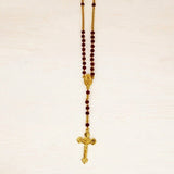 Christian Red Beads Gold Plated Rosary Chain - K Supreme