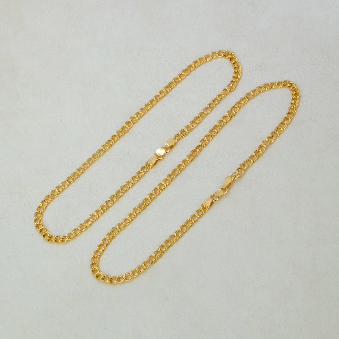 Classic Gold Plated Double Link Curb Chain Anklets - K Supreme