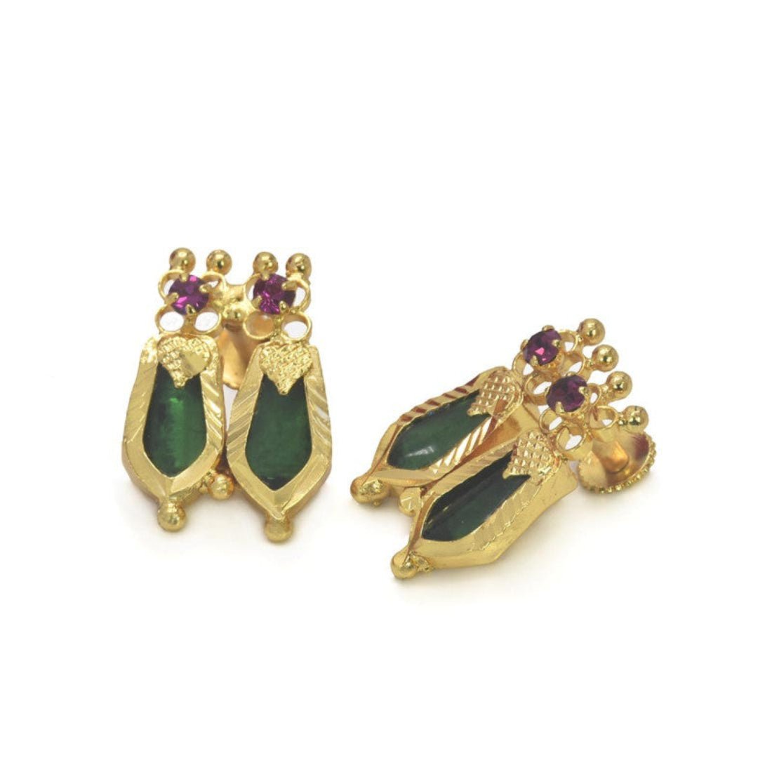 Classic Gold Plated Double Nagapadam Ear Studs - K Supreme