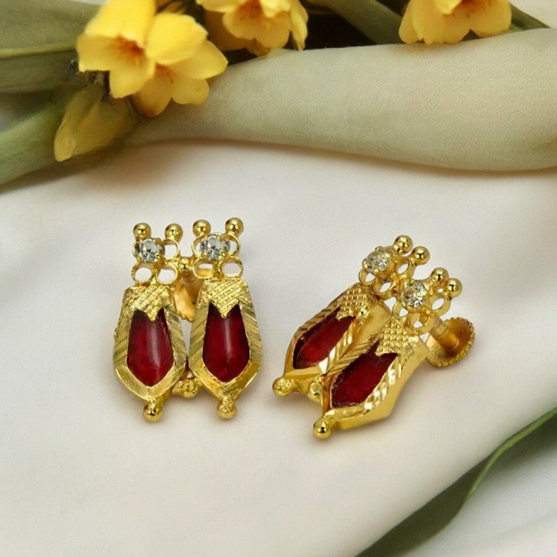 Classic Gold Plated Double Nagapadam Ear Studs - K Supreme