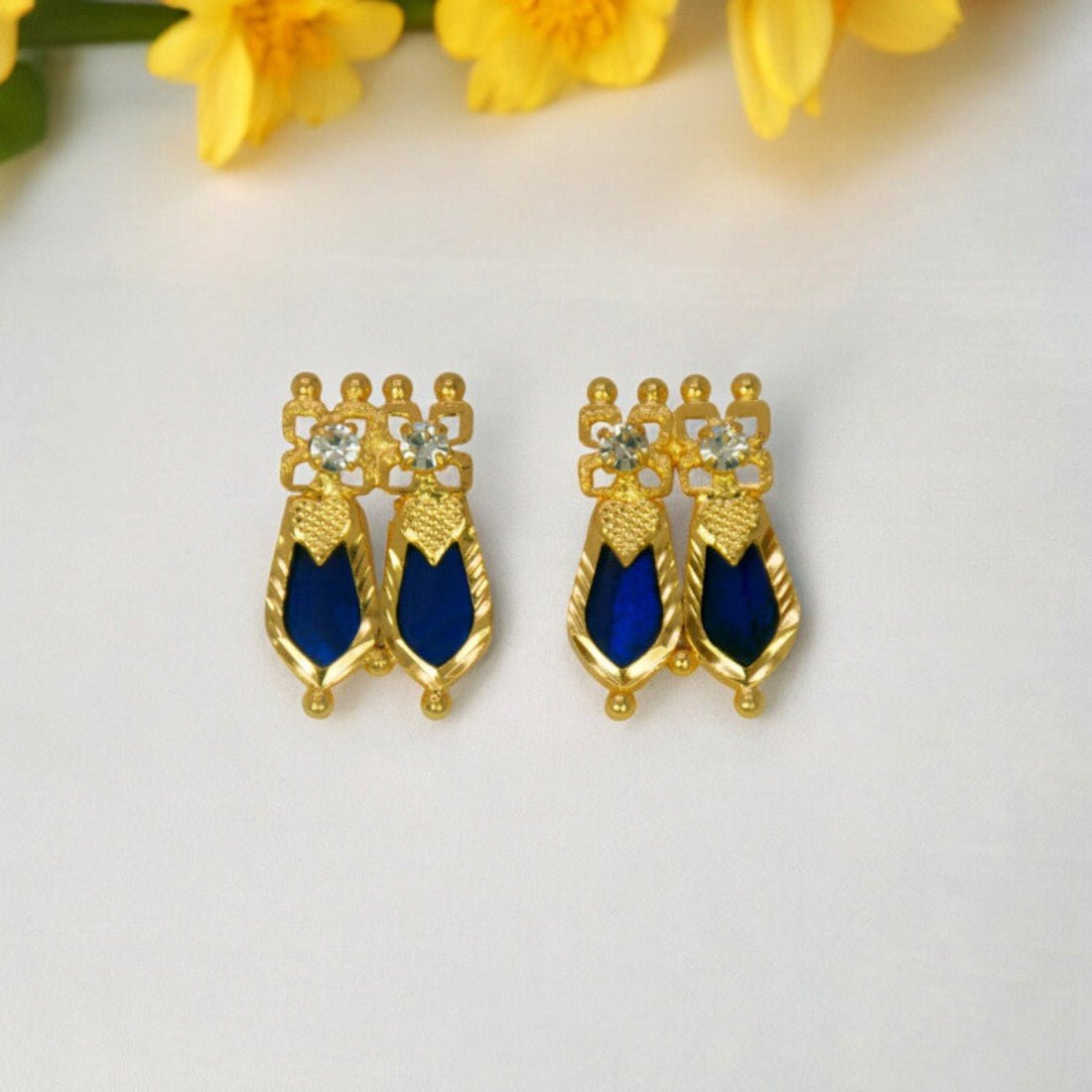 Classic Gold Plated Double Nagapadam Ear Studs - K Supreme
