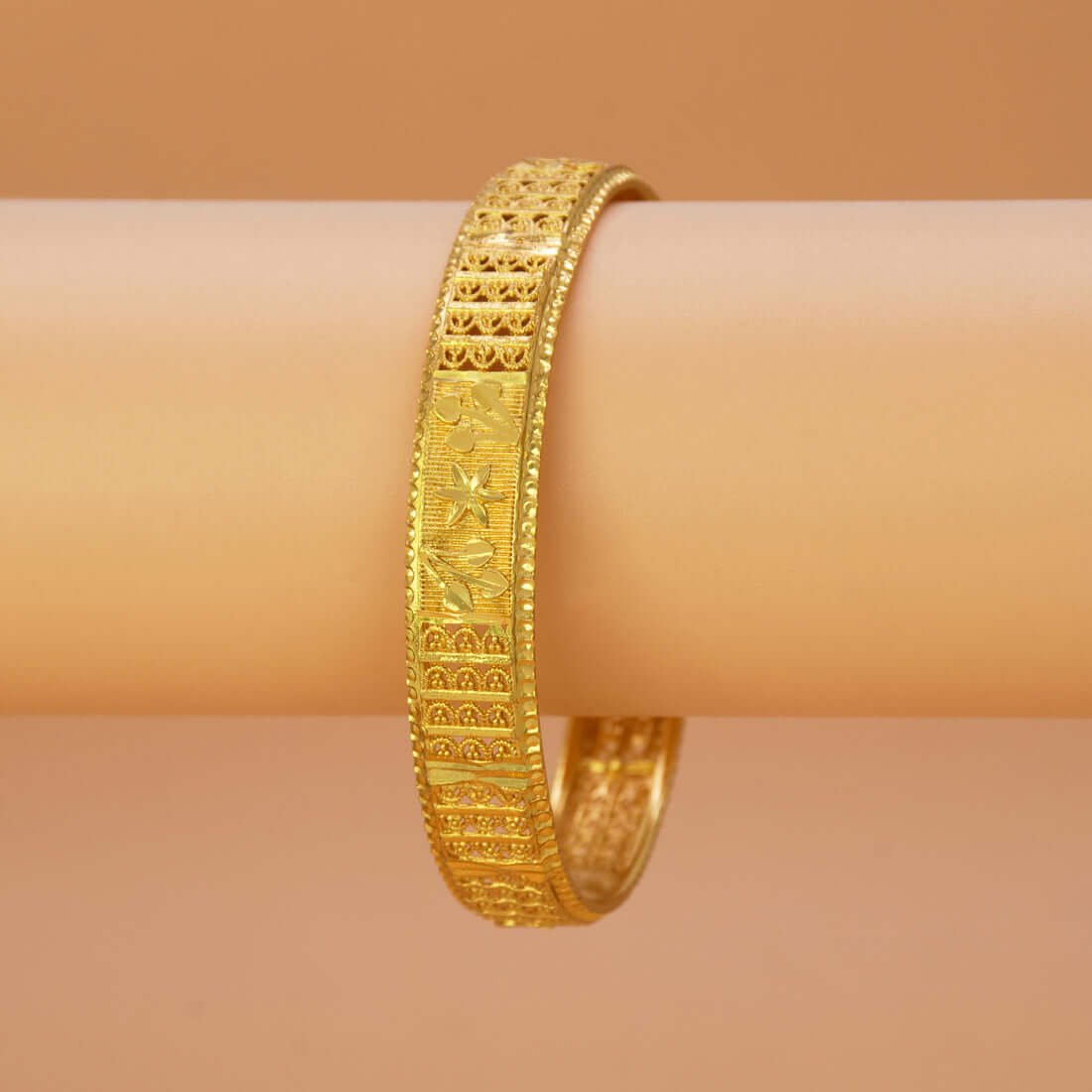 Classic Gold - Plated Floral Designer Bangle - K Supreme