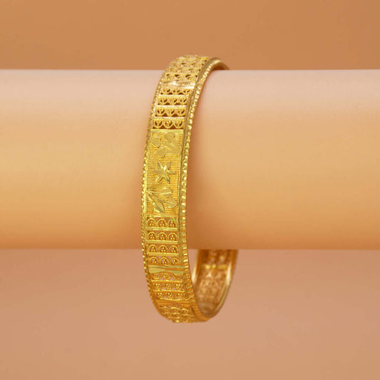 Classic Gold - Plated Floral Designer Bangle - K Supreme
