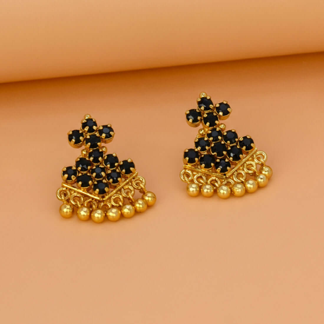 Classic Gold Plated Stone Adiga Ear Studs - K Supreme