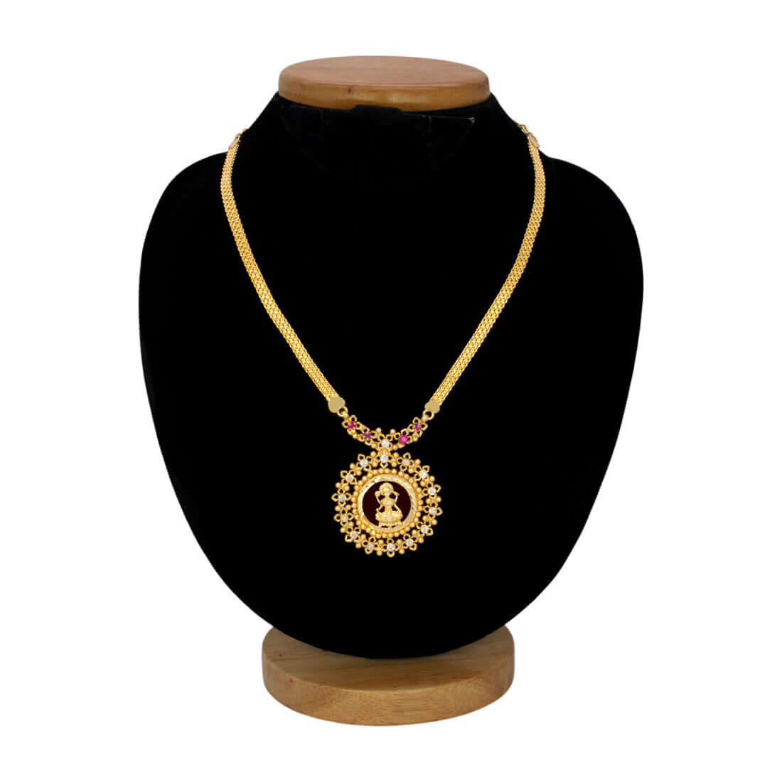 Classy Gold Plated Lakshmi Stone Pendant Necklace - K Supreme