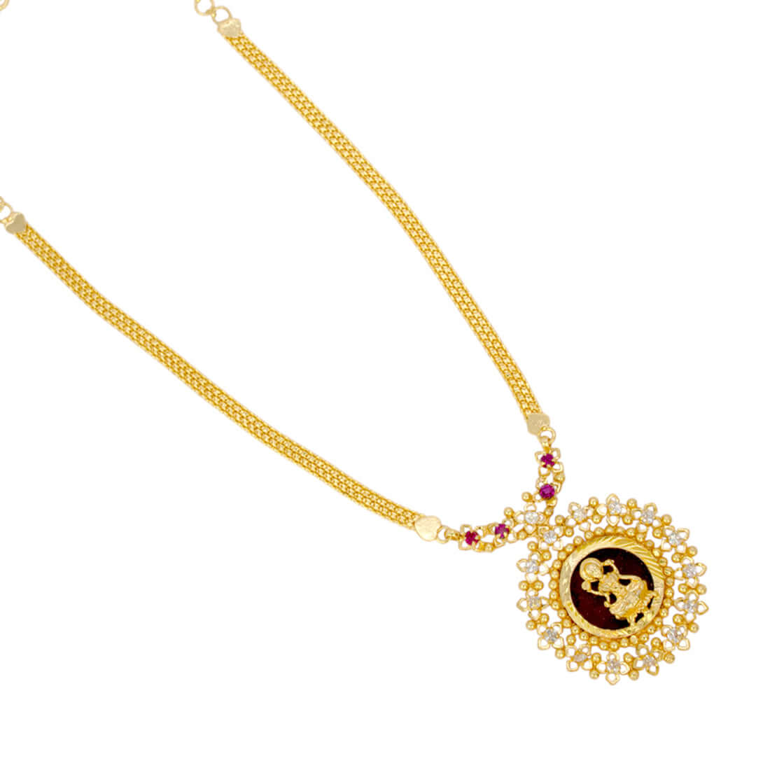 Classy Gold Plated Lakshmi Stone Pendant Necklace - K Supreme