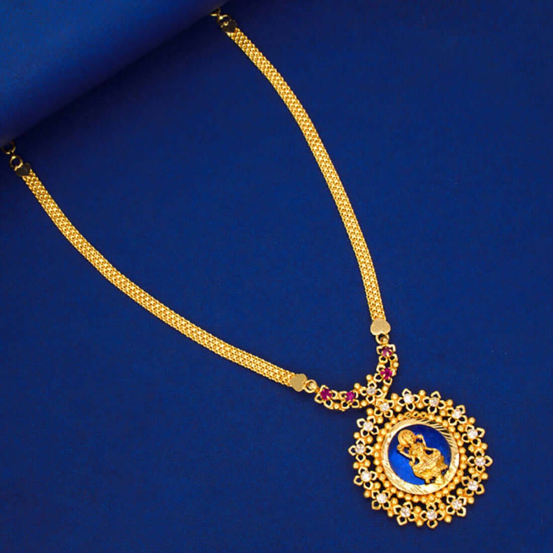 Classy Gold Plated Lakshmi Stone Pendant Necklace - K Supreme