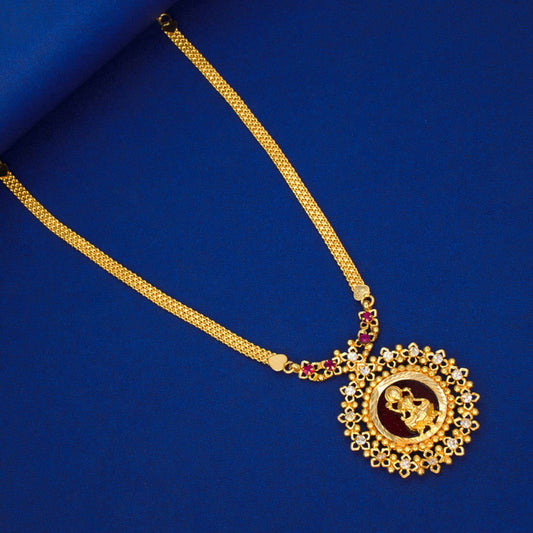 Classy Gold Plated Lakshmi Stone Pendant Necklace - K Supreme