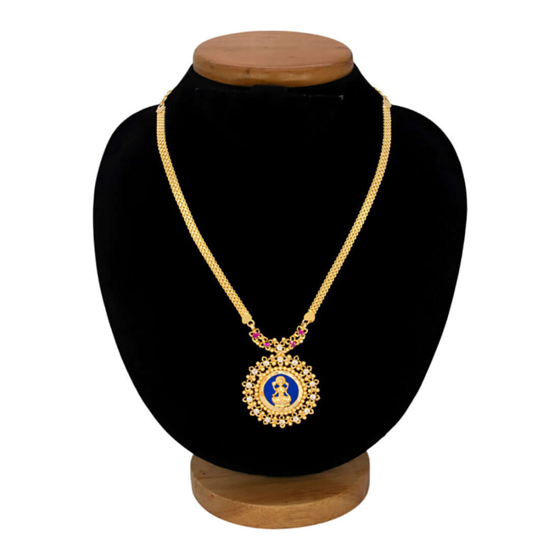 Classy Gold Plated Lakshmi Stone Pendant Necklace - K Supreme