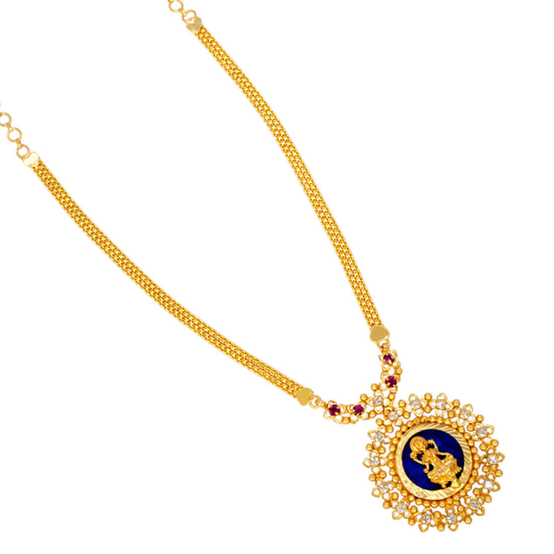 Classy Gold Plated Lakshmi Stone Pendant Necklace - K Supreme