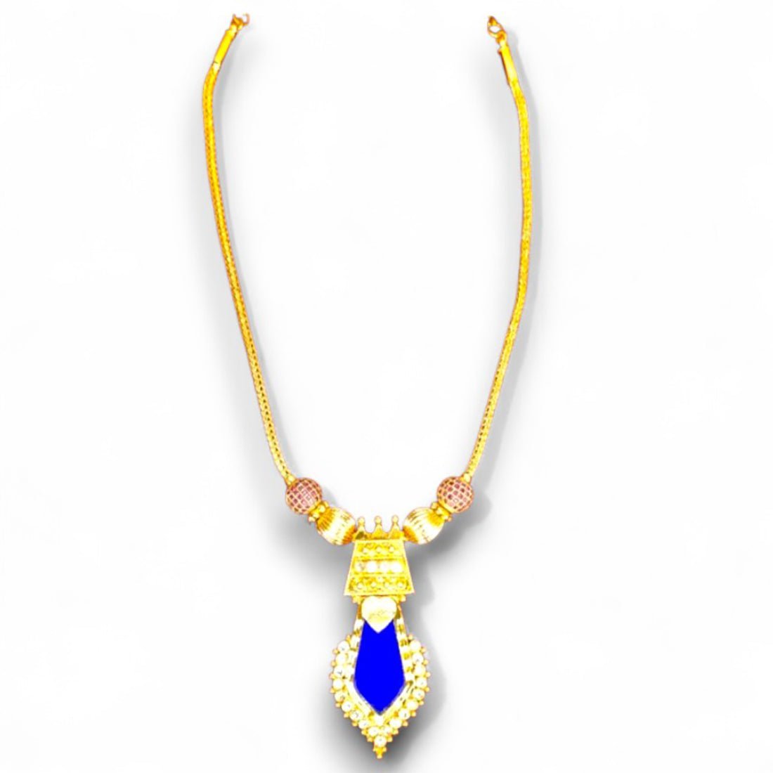 Classy Gold Plated Ruby Stones Nagapadam Pendant Necklace - KSupreme