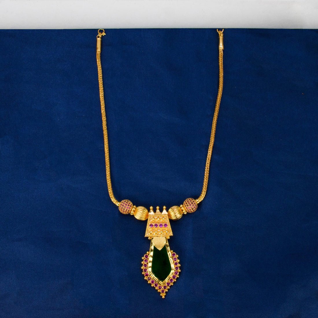 Classy Gold Plated Ruby Stones Nagapadam Pendant Necklace - KSupreme