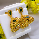 Classy Premium Gold Plated Green Palakka Jhumkas - K Supreme