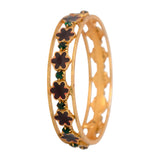 Contemporary Gold Plated Floral Enamel Bridal Stone Bangle - KSupreme