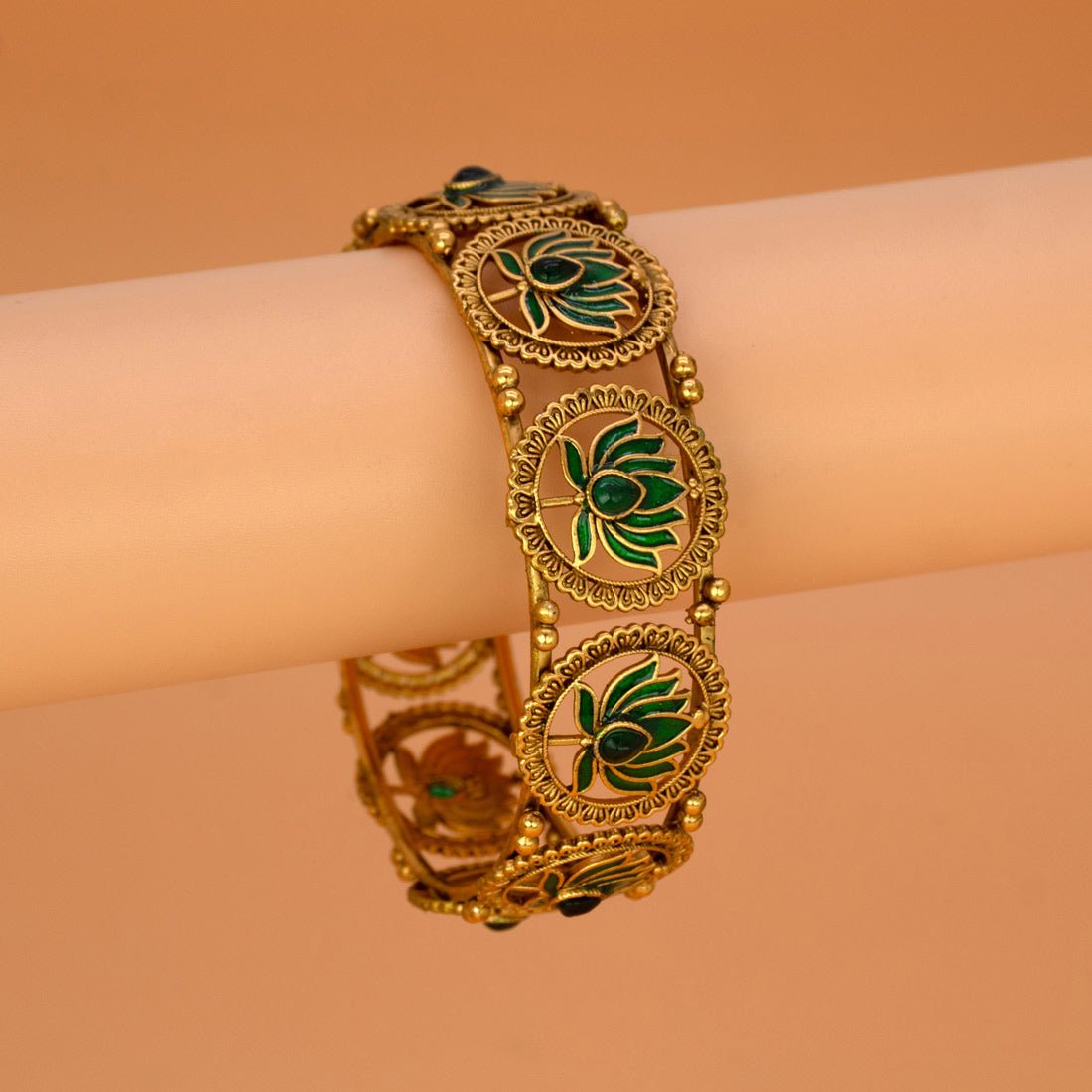 Contemporary Matte Finish Kemp Lotus Bangle - KSupreme