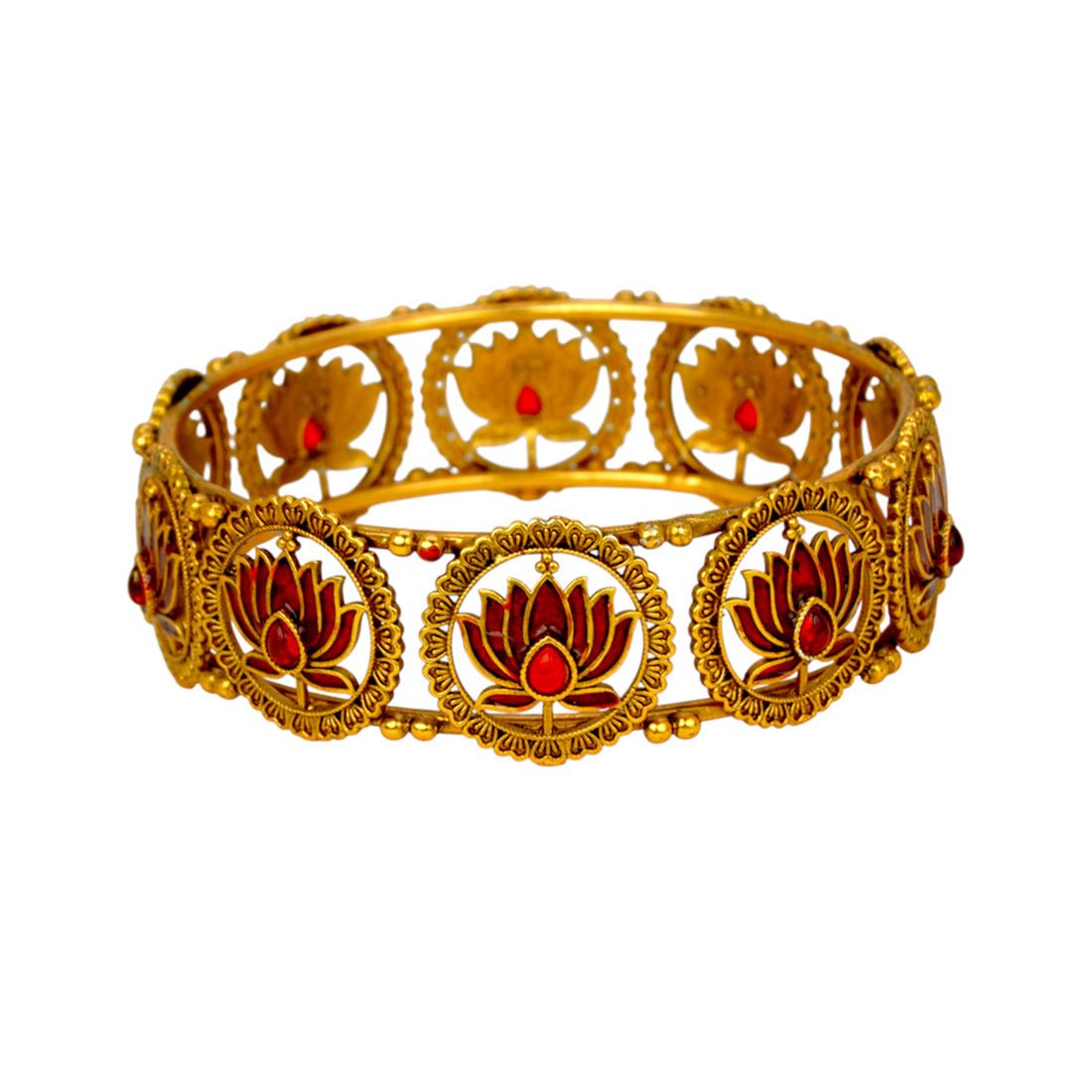 Contemporary Matte Finish Kemp Lotus Bangle - KSupreme