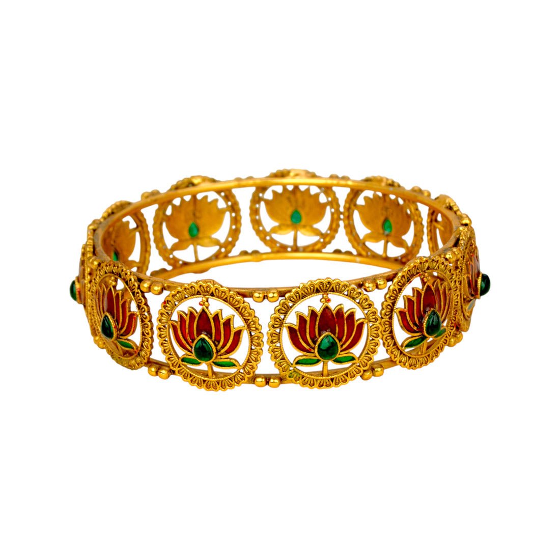 Contemporary Matte Finish Kemp Lotus Bangle - KSupreme