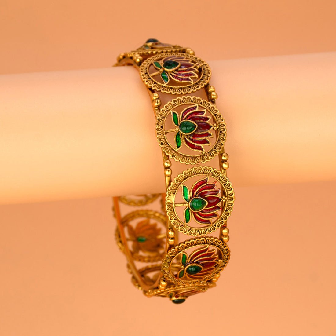 Contemporary Matte Finish Kemp Lotus Bangle - KSupreme