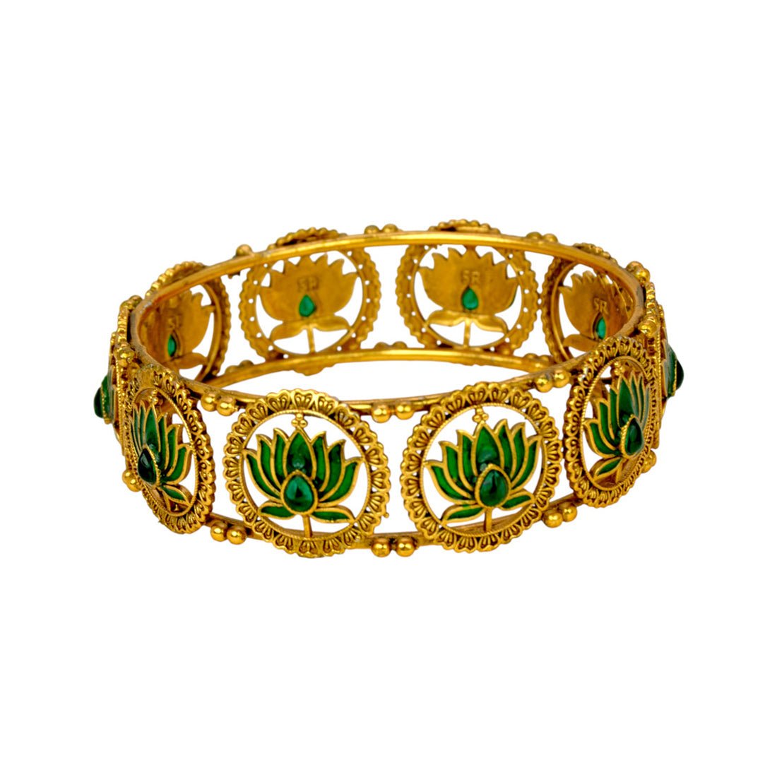 Contemporary Matte Finish Kemp Lotus Bangle - KSupreme