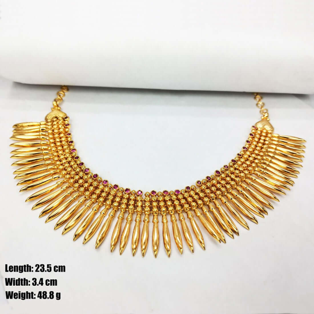 Contemporary Ruby Studded Jasmine Necklace - K Supreme