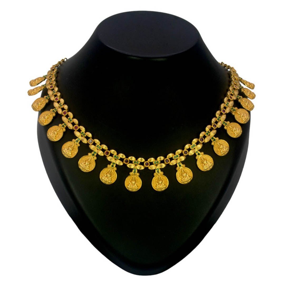 Contemporary Semi - precious Stone matte Lakshmi Kasu Necklace - K Supreme