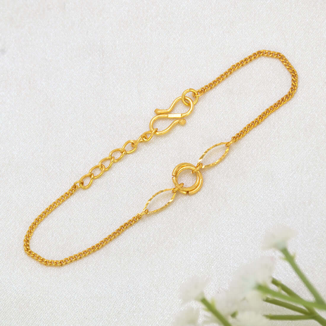 Gold Plated Spring Ring Curb Chain Bracelet