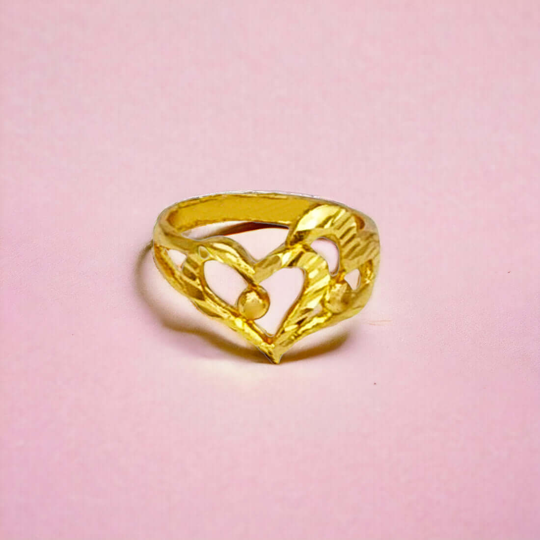 Cute Gold Plated Double Heart Finger Ring - K Supreme