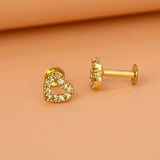 Cute Small Gold Plated CZ Heart Ear Studs - K Supreme
