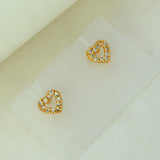 Cute Small Gold Plated CZ Heart Ear Studs - K Supreme