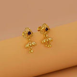 Cute Small Gold - Plated Red Stone Kids Jhumka Earrings - K Supreme