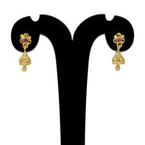Cute Very Small Gold Plated Ruby Jhumka Earrings - K Supreme