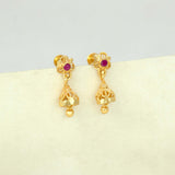 Cute Very Small Gold Plated Ruby Jhumka Earrings - K Supreme