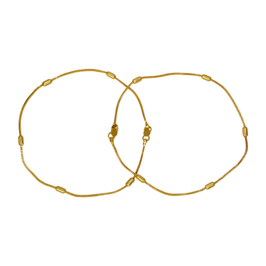 Cylindrical Design Delicate Gold Plated Anklets - KSupreme