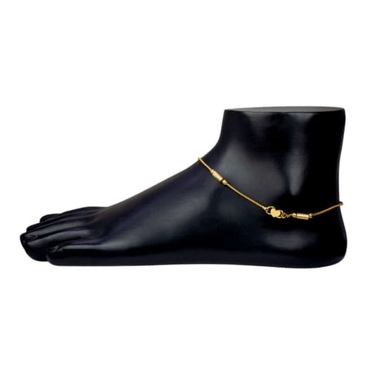 Cylindrical Design Sleek Gold Plated Anklets
