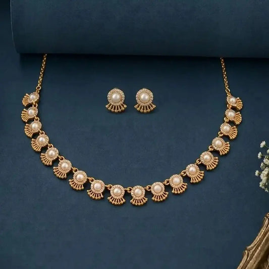 Antique Pearl and CZ Stone Victorian Necklace Set