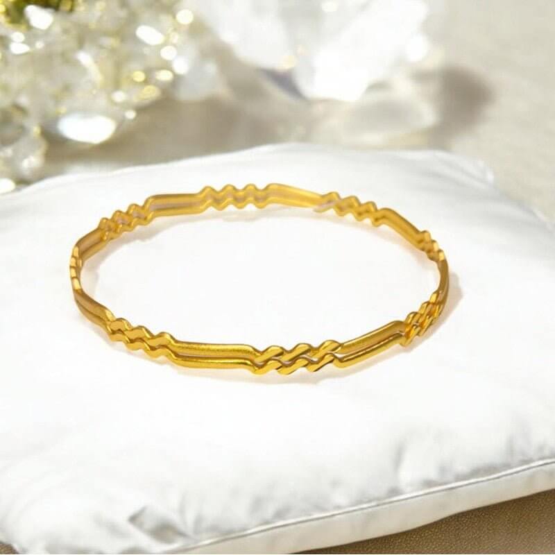 Daily Wear Stylish Gold Plated Thin Zigzag Bangles - K Supreme
