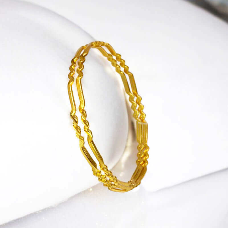 Daily Wear Stylish Gold Plated Thin Zigzag Bangles - K Supreme