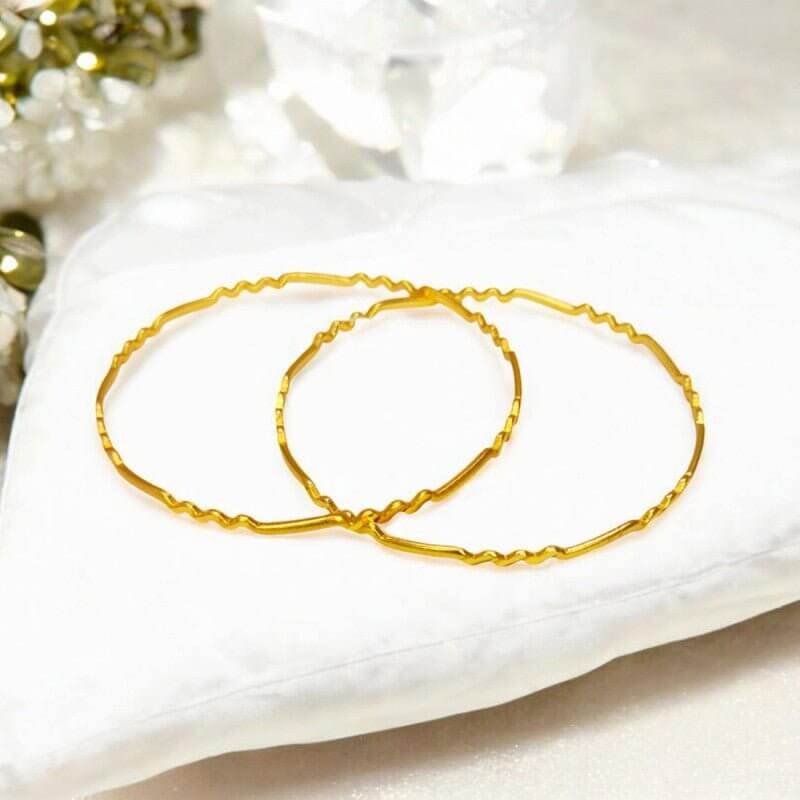 Daily Wear Stylish Gold Plated Thin Zigzag Bangles - K Supreme